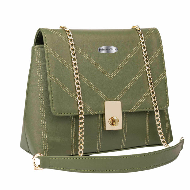 Princess Purse Elegant Regality Handbag with Stitch Pattern
